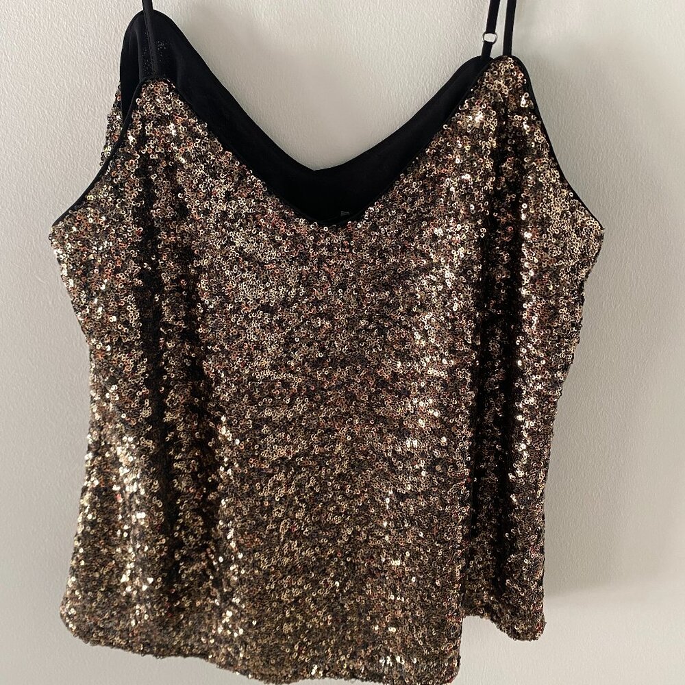 NWT Banana Republic Gold sequin crop dressy tank size s